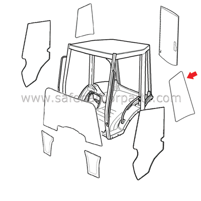 827/80248 JCB Backhoe Left Hand Side Behind Door Glass