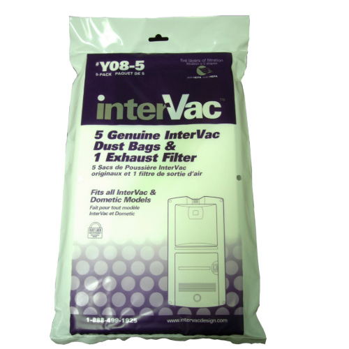 Y08-5 Replacement Bags for InterVac Garage Unit. 5-Pack
