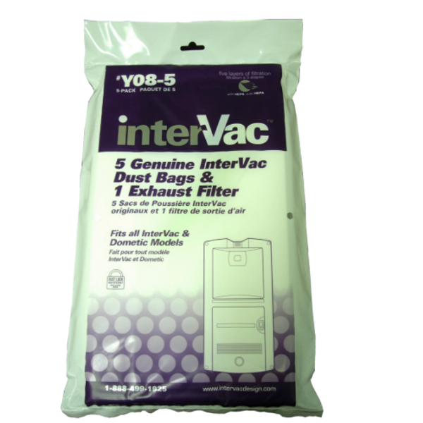 Y08-5 Replacement Bags for InterVac Garage Unit. 5-Pack