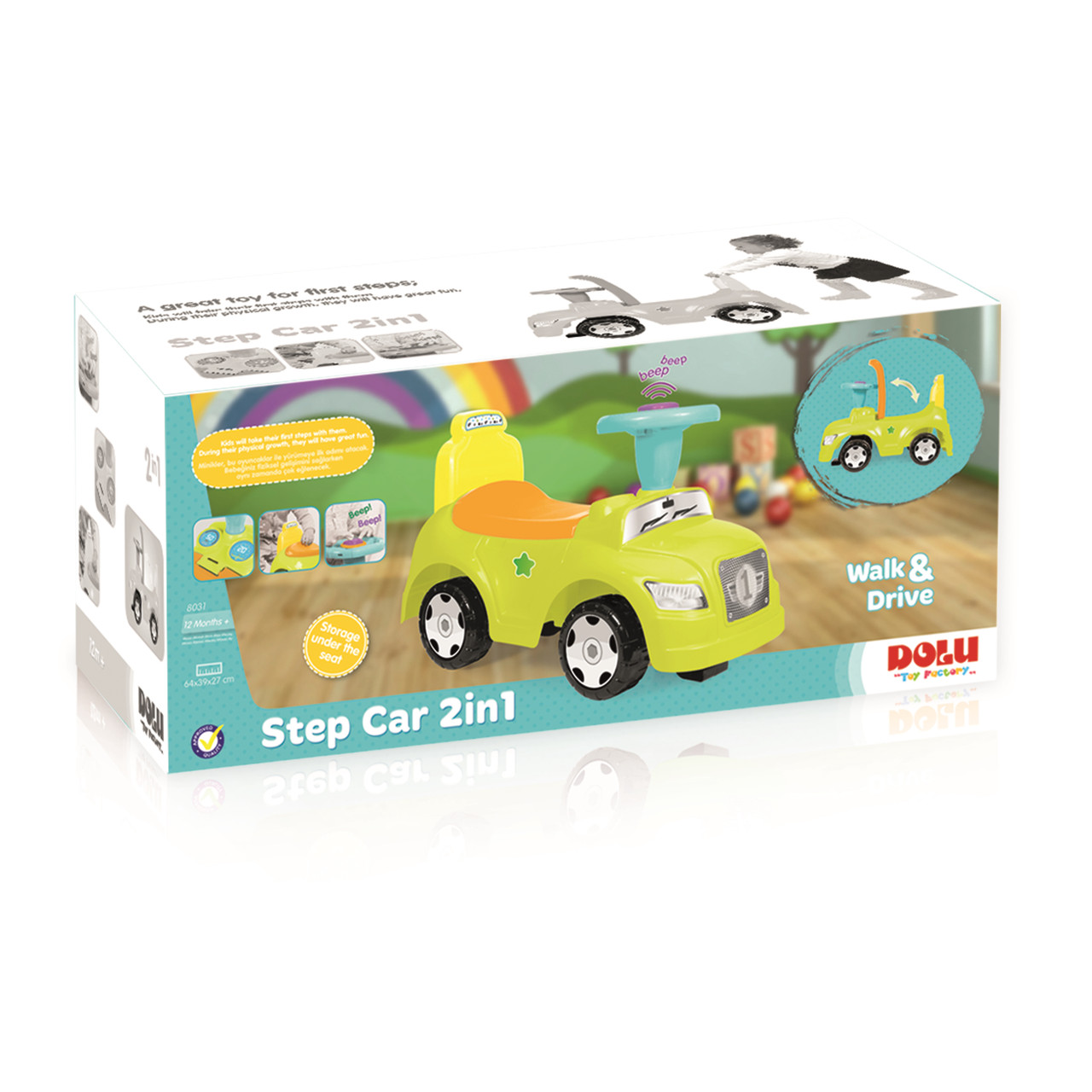 Kids 2 in 1 Ride On Step Car Image 4