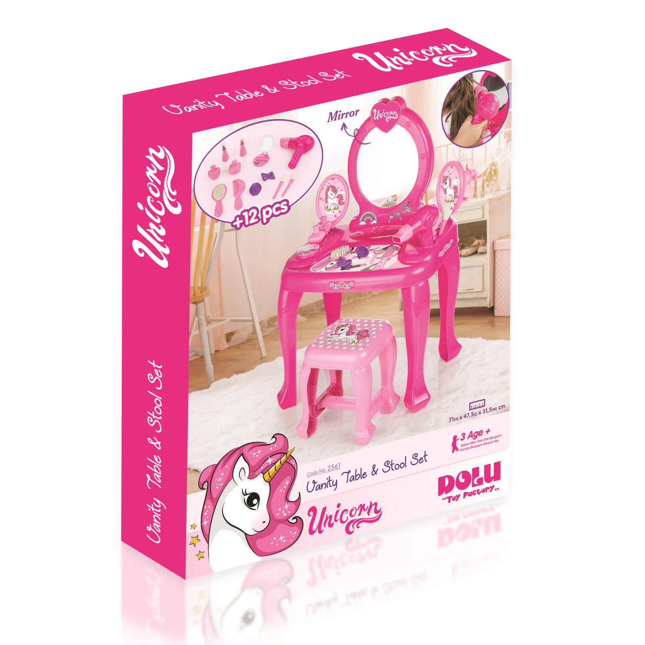 Unicorn vanity table shop and stool set