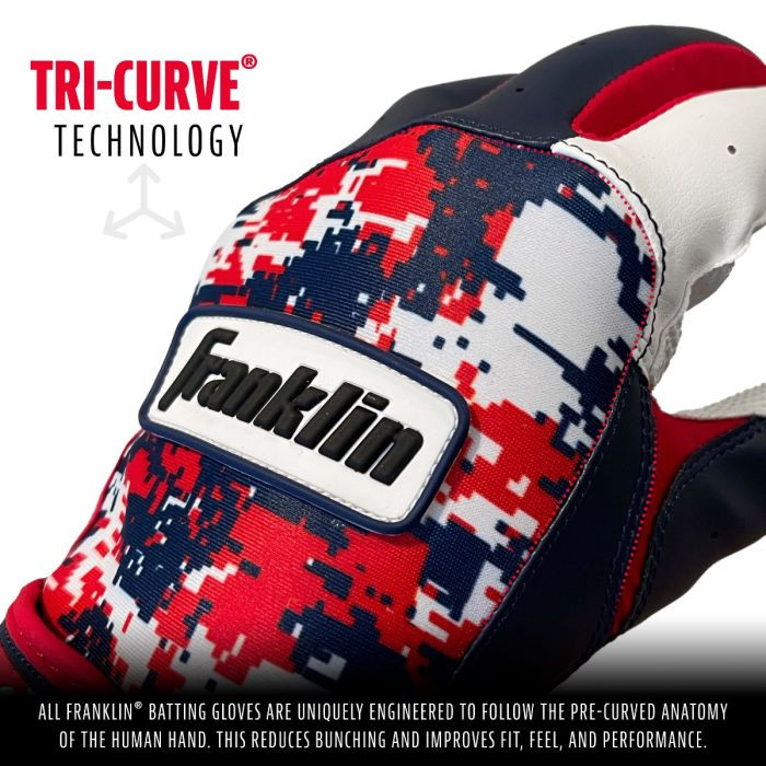 MLB Digitek Batting Gloves USA Red, White & Blue (Youth-Medium)
