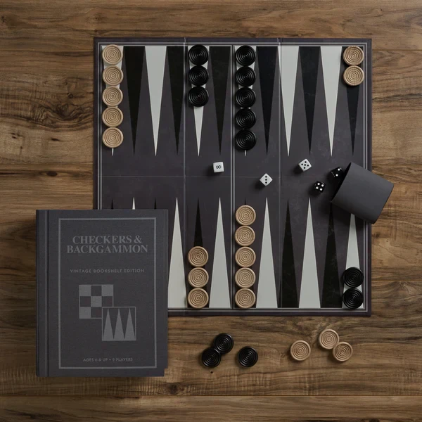 Checkers & Backgammon Vintage Bookshelf