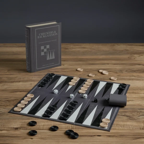 Checkers & Backgammon Vintage Bookshelf