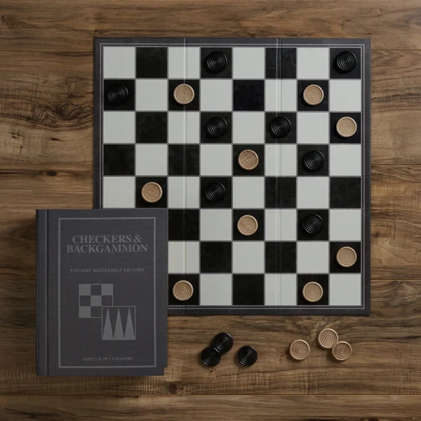 Checkers & Backgammon Vintage Bookshelf