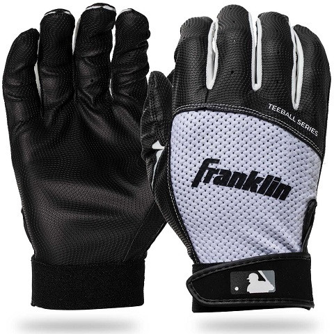MLB T S Black/White T Ball Flex Batting Gloves Pair