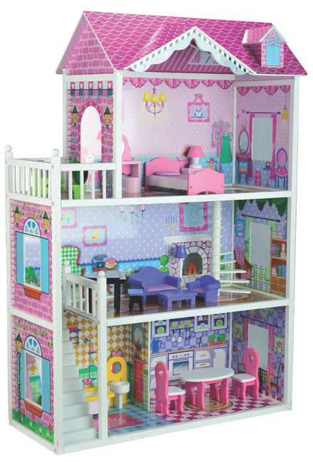 Large Kids Wooden Doll House with accessories