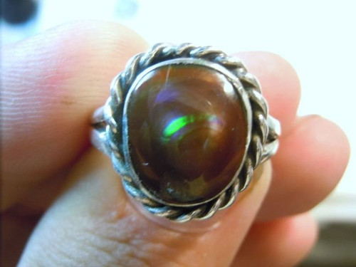 New Jewelry Silver & 4.66cts Fire Agate Gemstone Ring Size 7 3/4