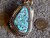 New Sterling Silver Kingman Turquoise Black Web Pendant Navajo Russell Sam