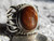 New Fire Agate Sterling Silver Unisex  Ring by Navajo Russell Sam Size 8