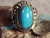 Bisbee Turquoise Sterling Silver Mens Ring by Navajo Russell Sam Size 8 1/4