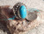 Bisbee Turquoise Sterling Silver Mens Ring by Navajo Russell Sam Size 8 1/4