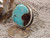 Bisbee Turquoise Sterling  Silver Mens Ring by Navajo Russell Sam Size 11