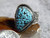 Black Web Turquoise Sterling Silver Unisex  Ring by Navajo Russell Sam Size 7 1/4