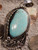 Bisbee Turquoise Sterling Silver Feather Pendant  Navajo Geraldine James