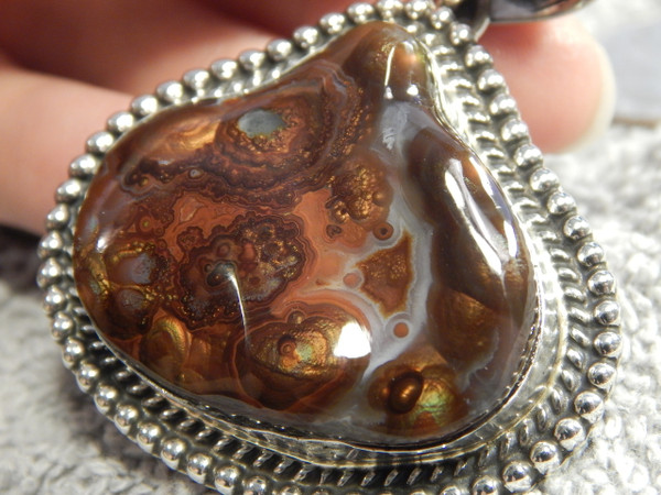 New  Fire Agate Sterling Silver  Pendant By Navajo Geraldine James