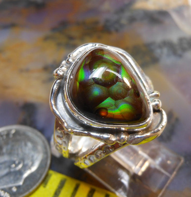 Sterling Silver and Slaughter Camp AZ Gem Fire Agate ring size 6 3