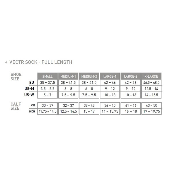 2XU Recovery Compression Socks - Size Chart