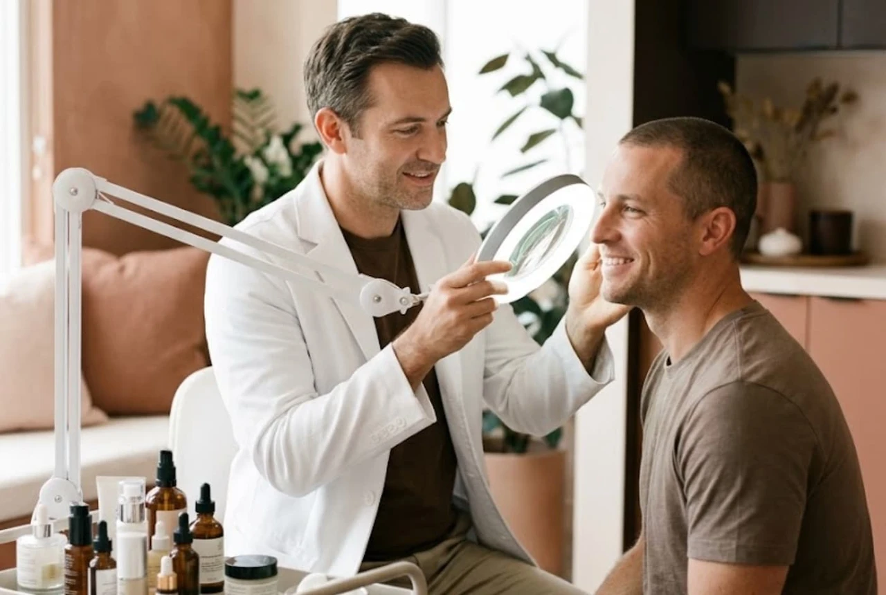 Skin specialist with a client in the treatment studio