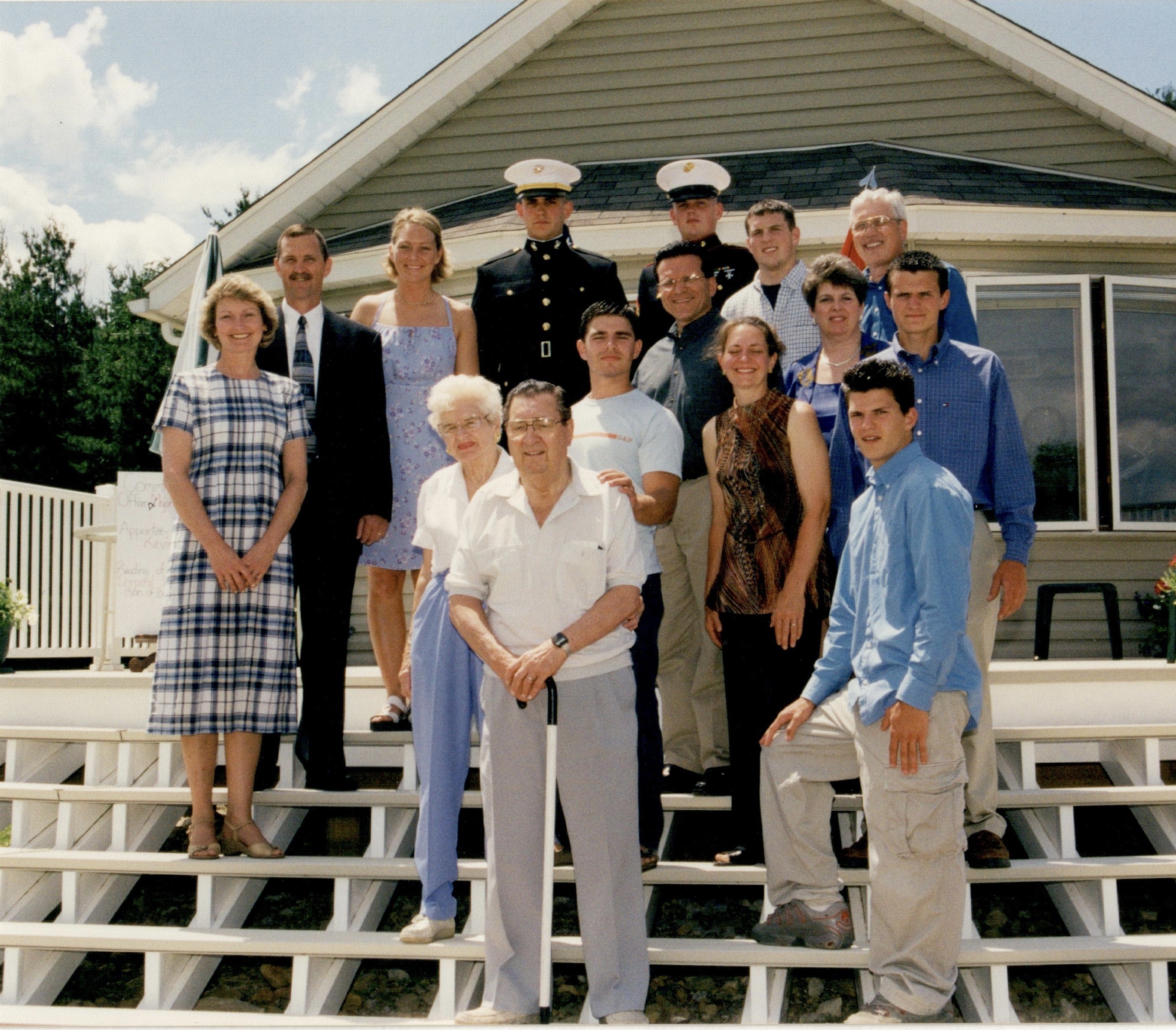 Kevin&rsquo;s family gathered at his Marine Corps commissioning ceremony, his grandfather seated front and center