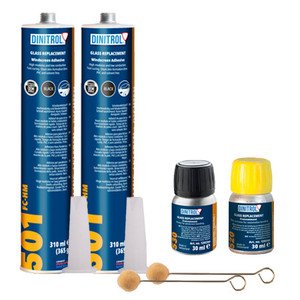 2 x DINITROL 501 FAST CURE WINDSCREEN FITTING KIT BONDING ADHESIVE GLUE SEALANT