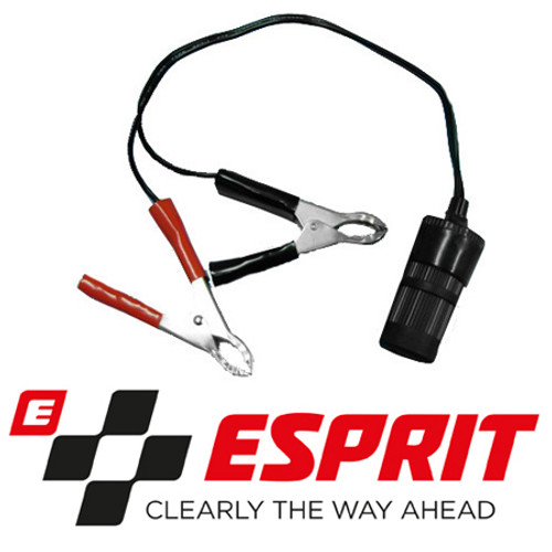 ESPRIT 12V FEMALE CIGAR PLUG TO BATTERY (crocodile clip) FOR WINDSCREEN REPAIR DRILL / UV LAMP