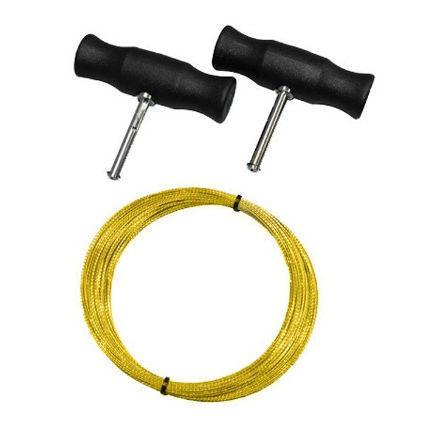 2 x WINDSCREEN FITTING REMOVAL CUTTING WIRE HANDLES (colour may vary) & BRAIDED WIRE 22M