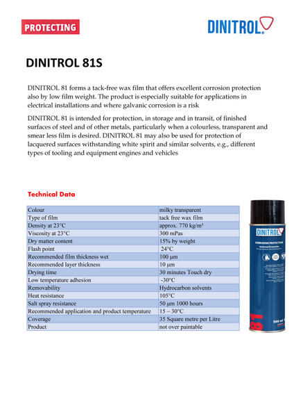 DINITROL 81 CLEAR RODENT PROTECTION WAX 500ml Aerosol