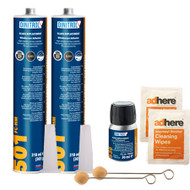 2 X DINITROL 501 FAST CURE WINDSCREEN FITTING KIT WITH WIPE, BONDING ADH SEALANT OEM