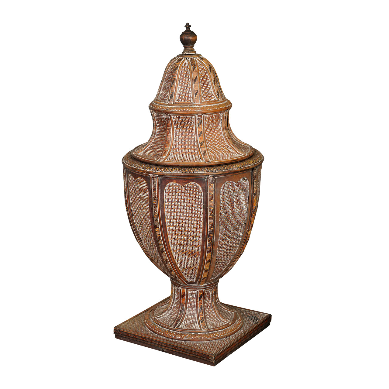 Large Decorative Rattan Neoclassical Style Urn