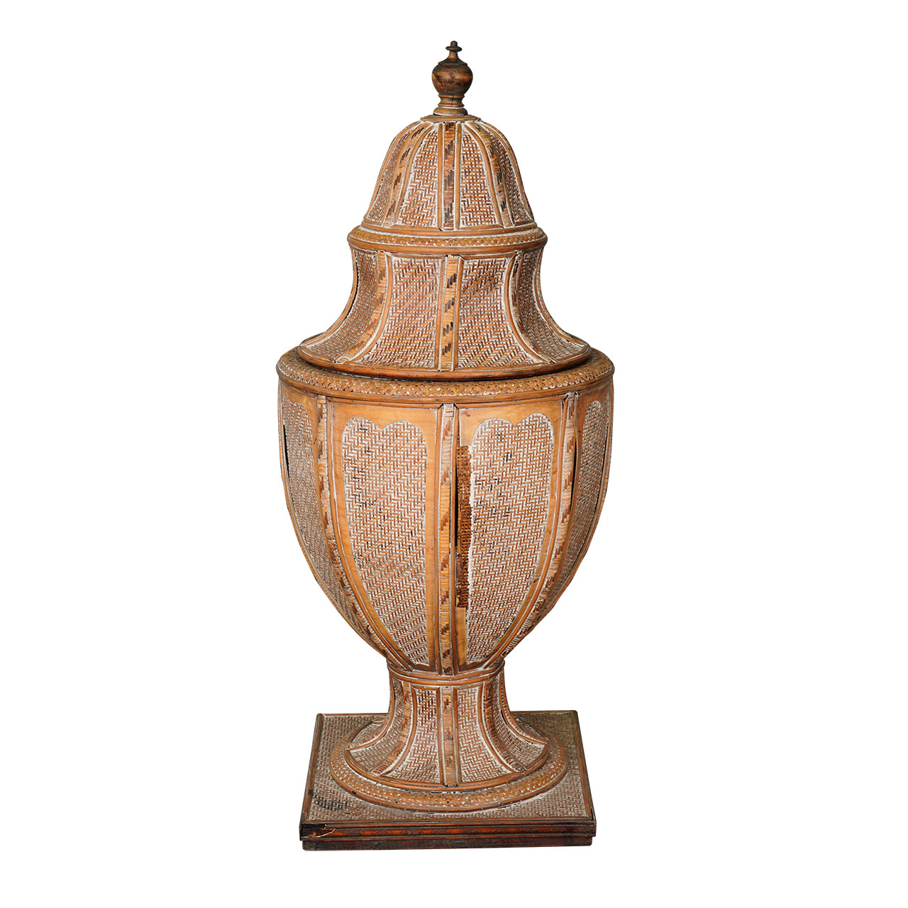 Large Decorative Rattan Neoclassical Style Urn