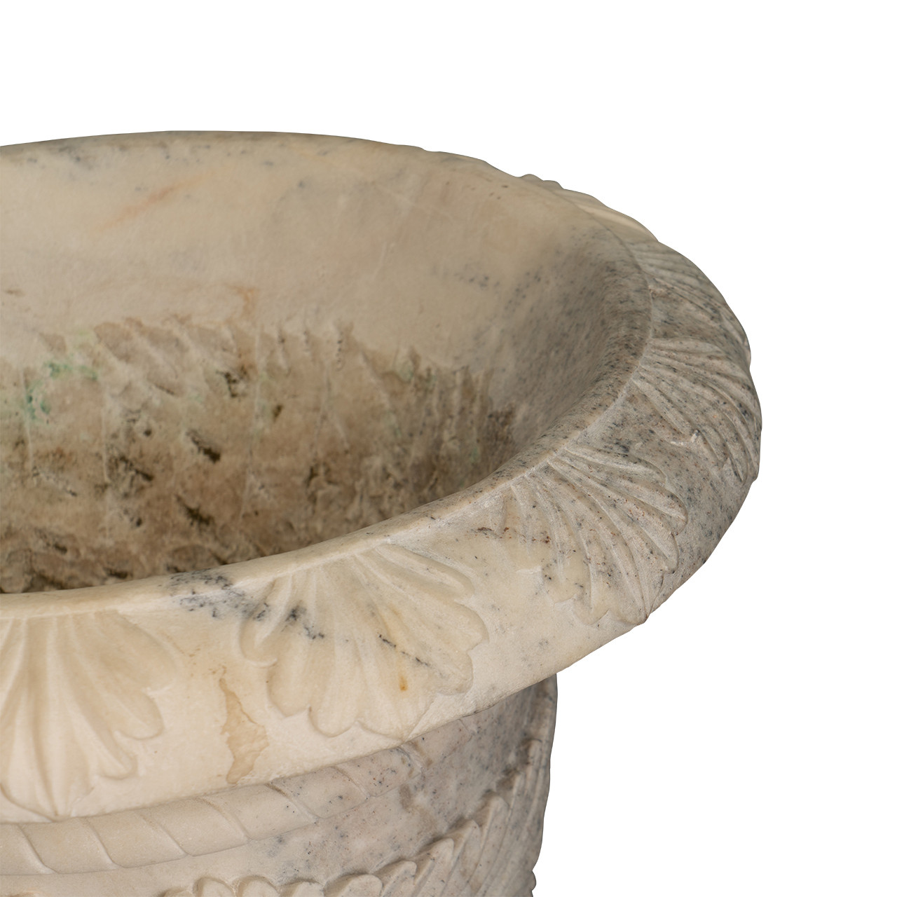 Neoclassical Style White Marble Urns on Columns - PAIR