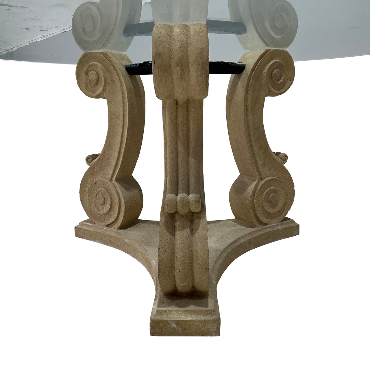 Lyre Pedestal Base Dining Table with Large Glass Top