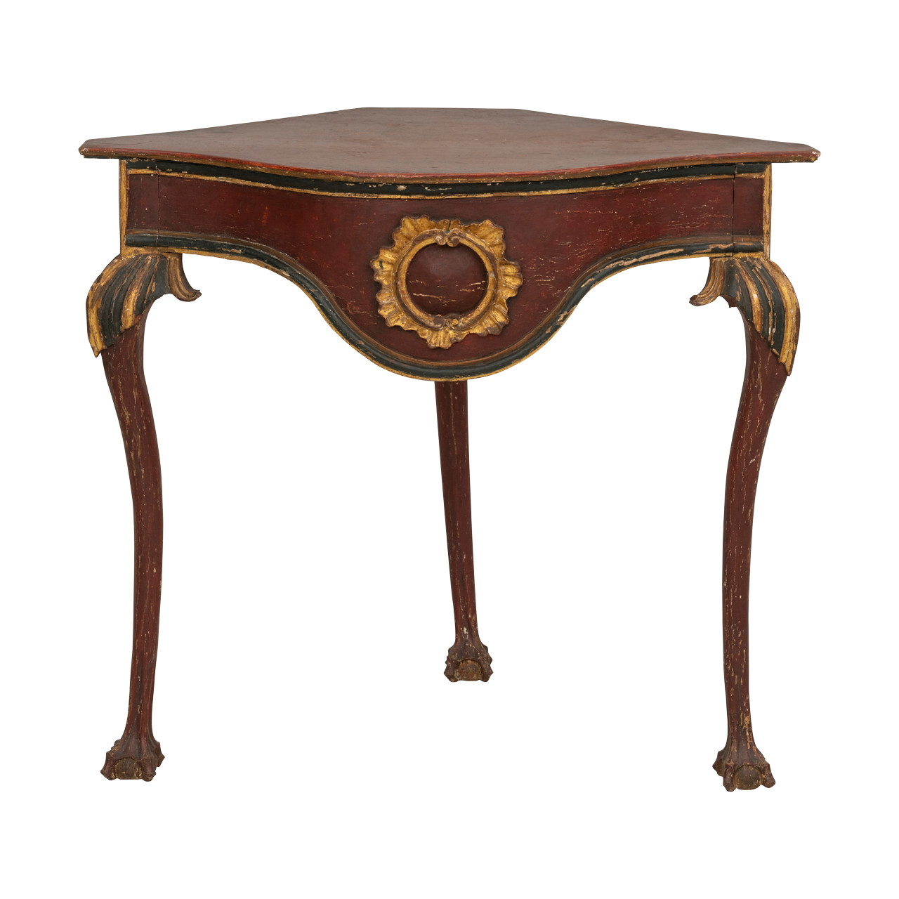 Italian Baroque Painted Wood Corner Table, Antique