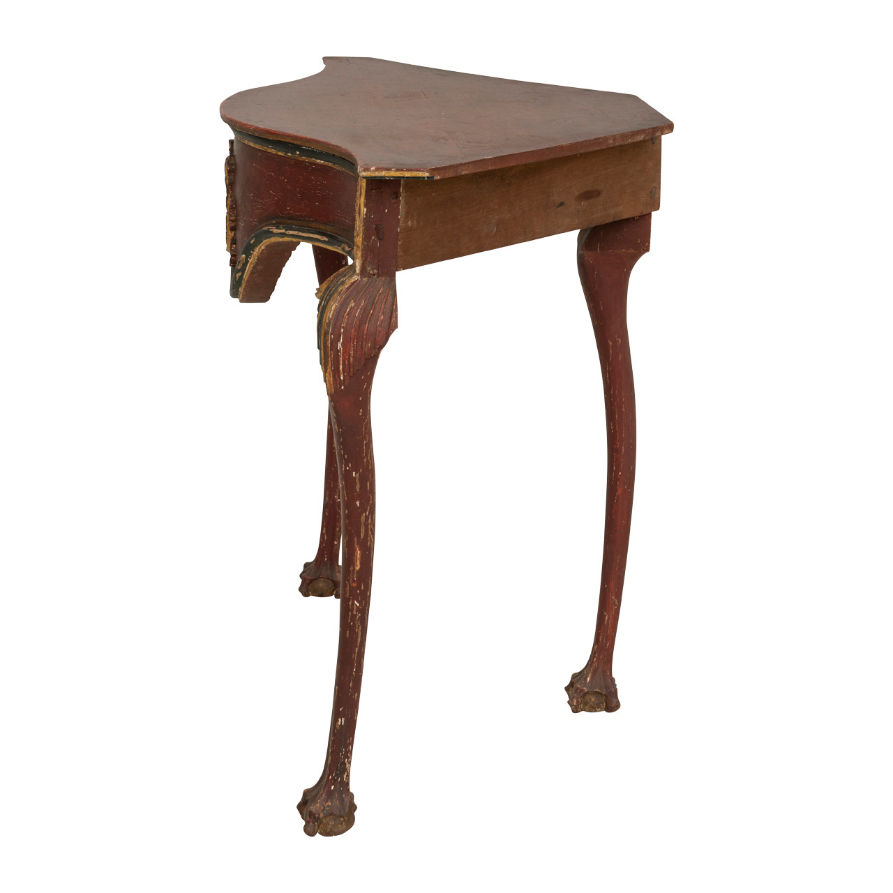 Italian Baroque Painted Wood Corner Table, Antique