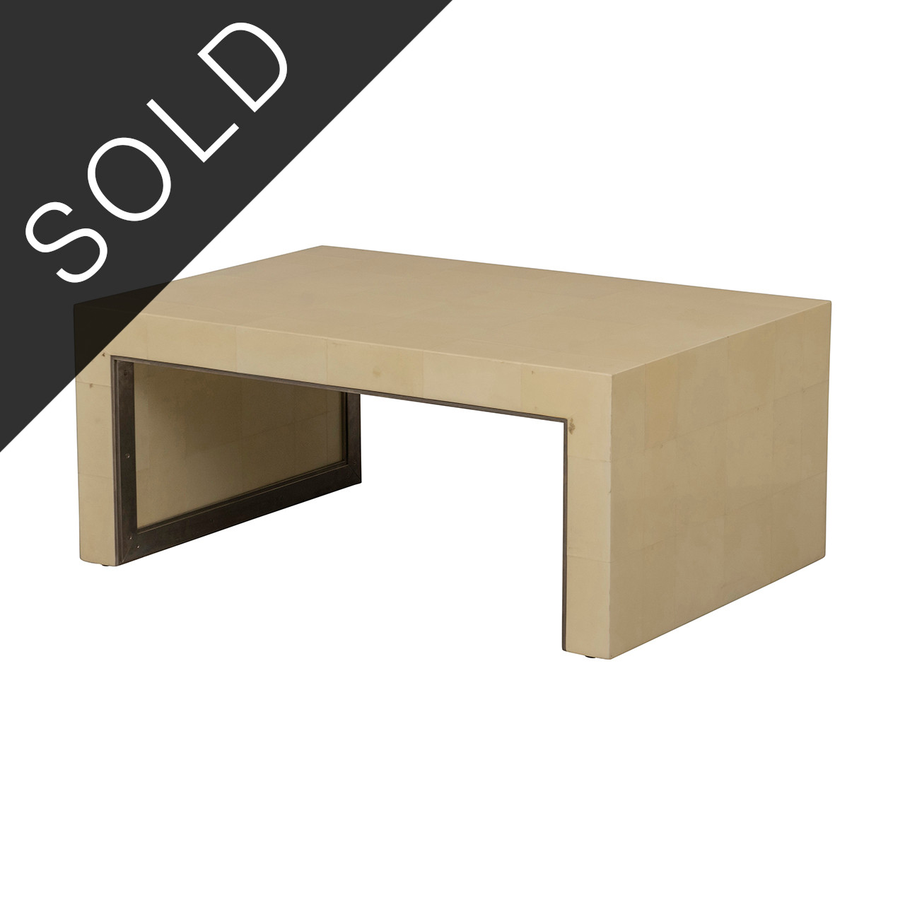 Parchment and White Bronze Cocktail Table by Lorin Marsh