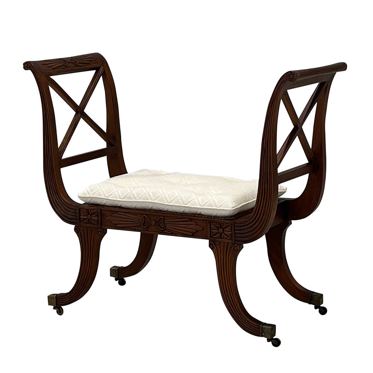 Regency Cane Bench w/ Cushion #1