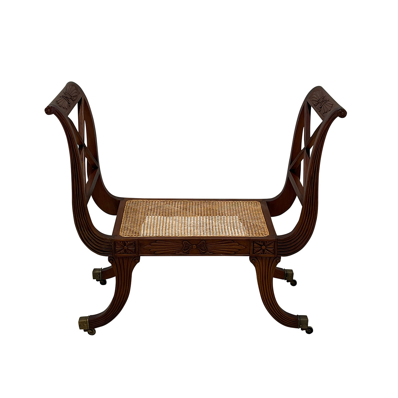 Regency Cane Bench w/ Cushion #1