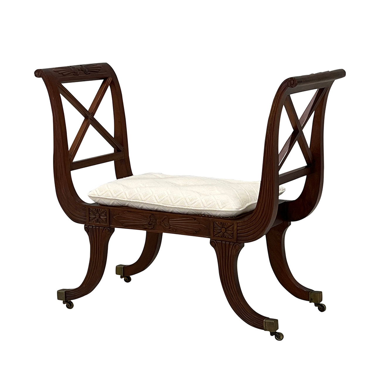 Regency Cane Bench w/ Cushion #2