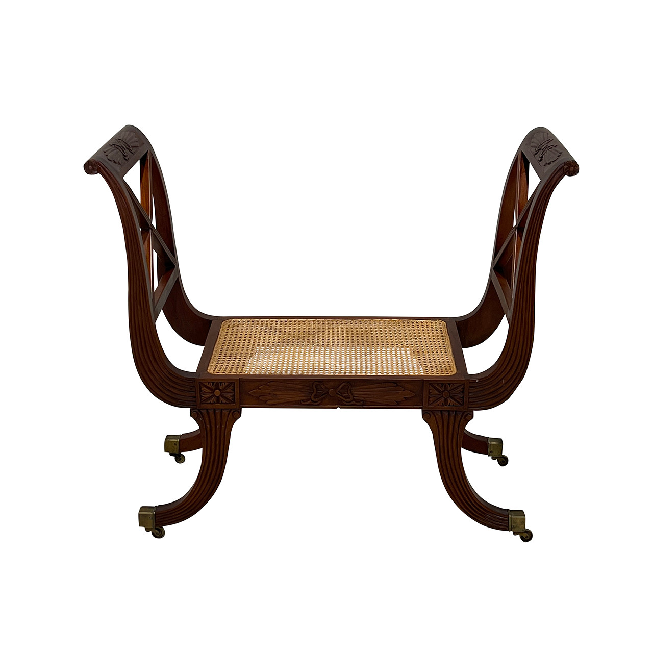 Regency Cane Bench w/ Cushion #2