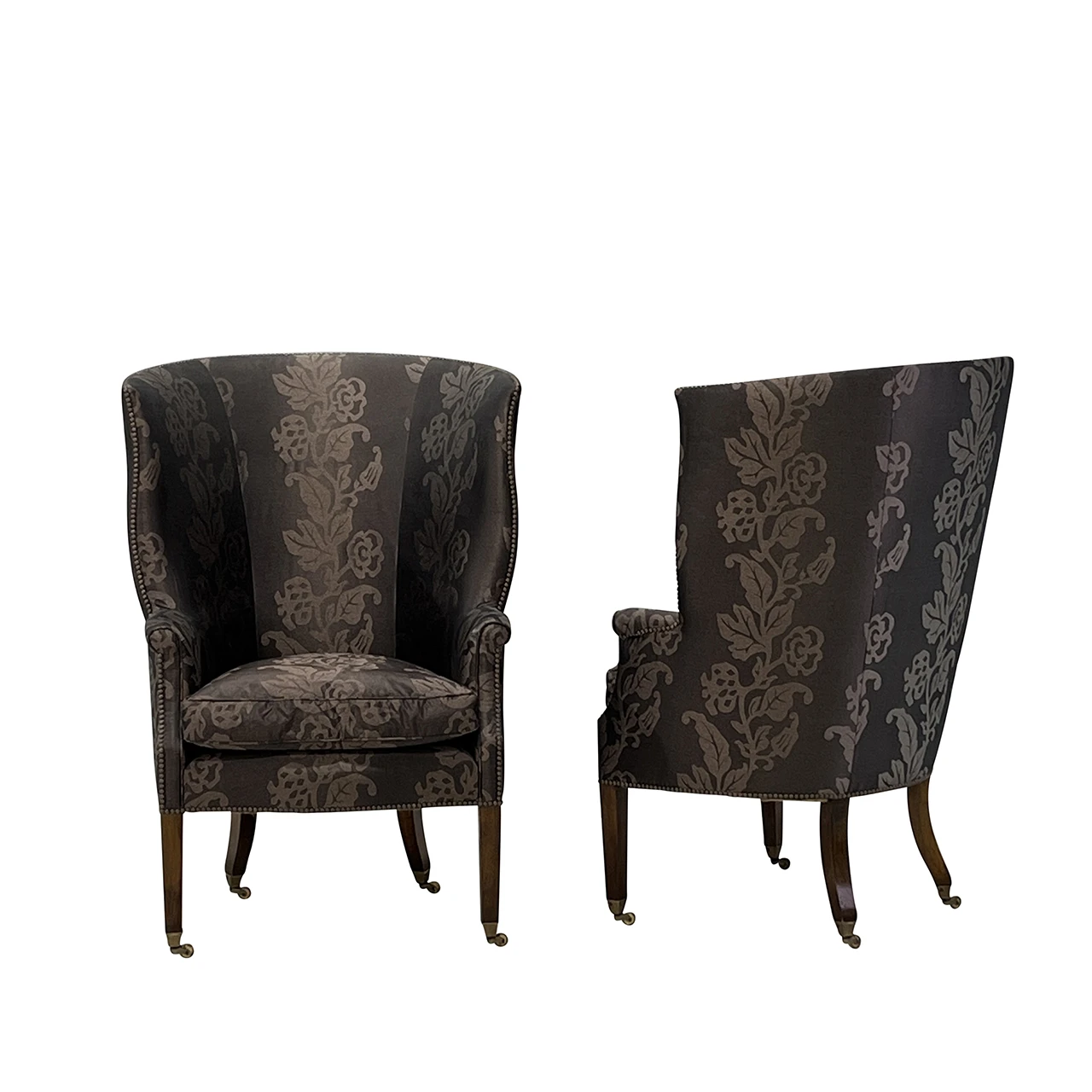 Upholstered Wing Chairs - PAIR