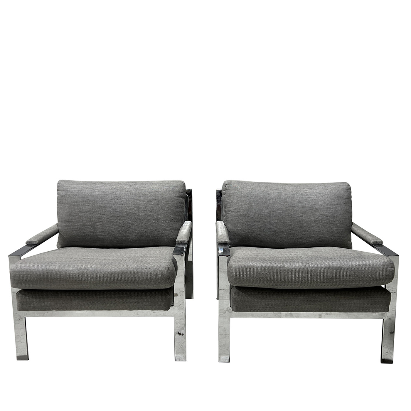 Chrome & Upholstered Lounge Chairs by Cy Mann, Vintage - PAIR