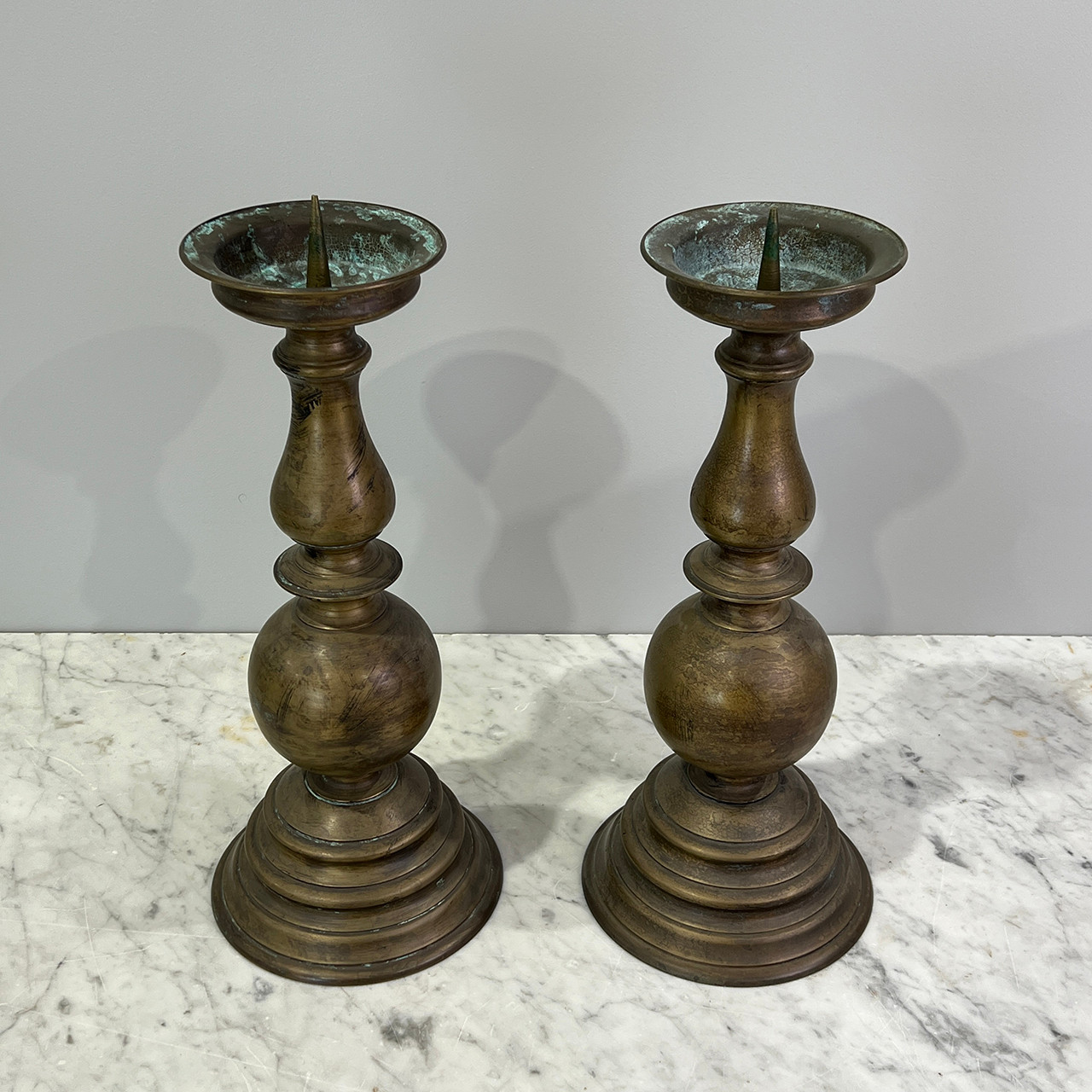 Brass Baluster Candlesticks - Pair