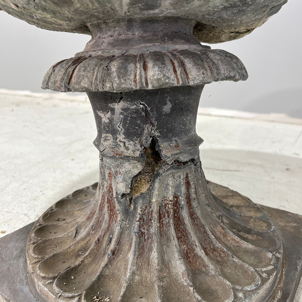 Neoclassical Lead Garden Urns - Pair