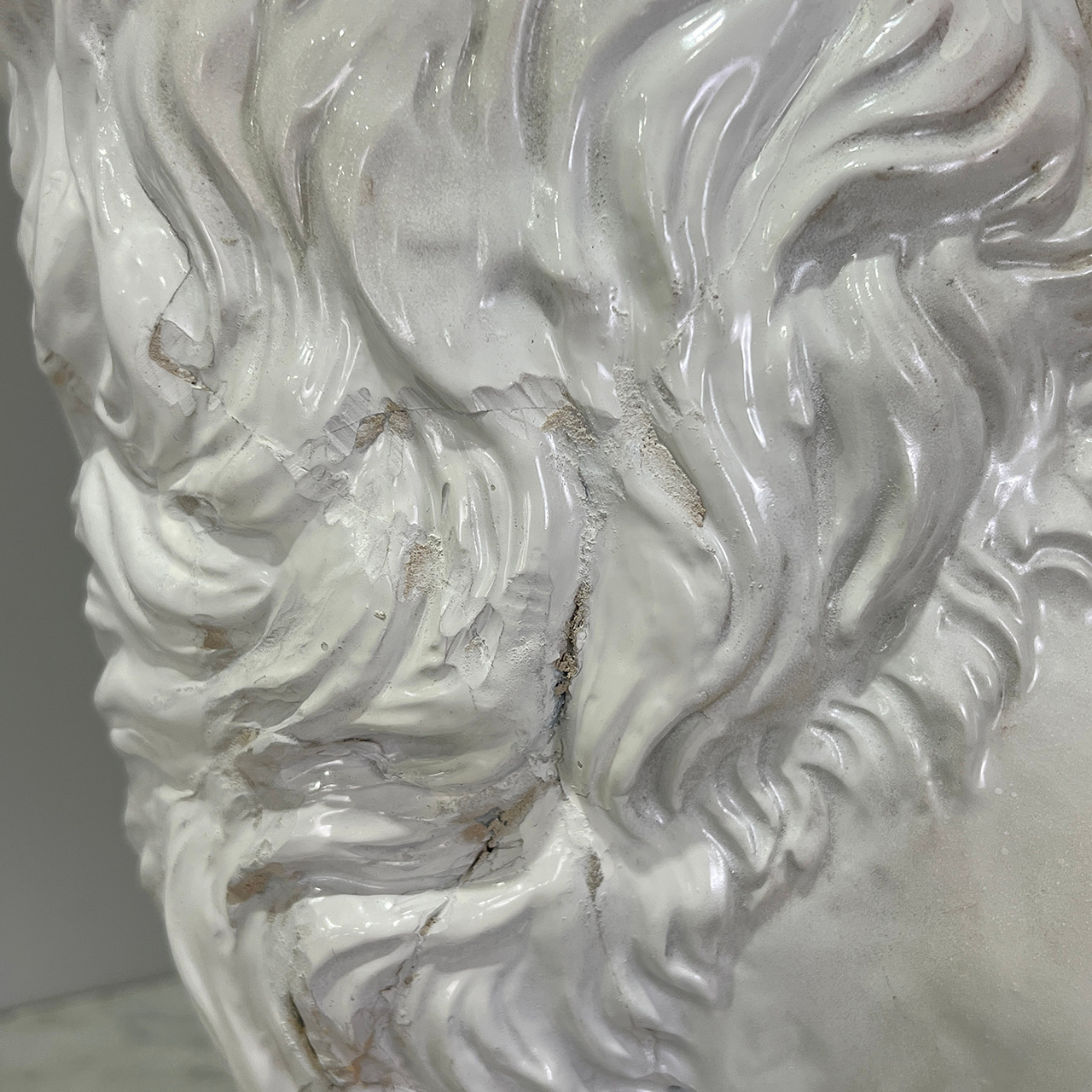White Glazed Ceramic Lion