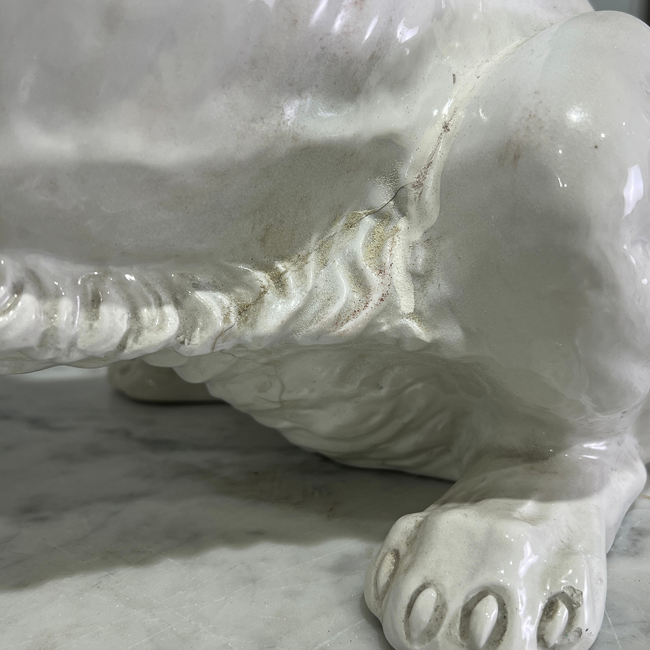 White Glazed Ceramic Lion