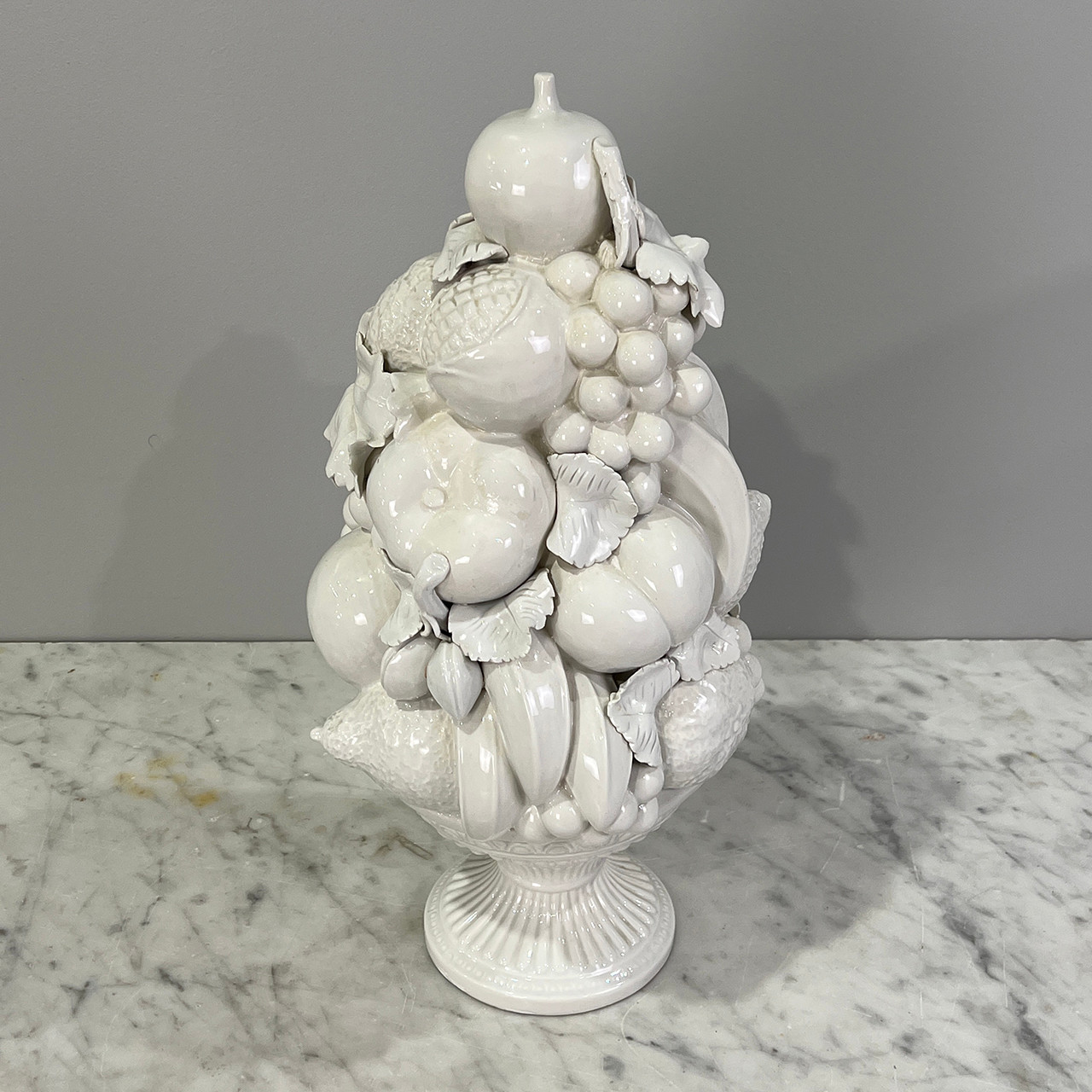 Italian White Glazed Fruit Tower Centerpiece
