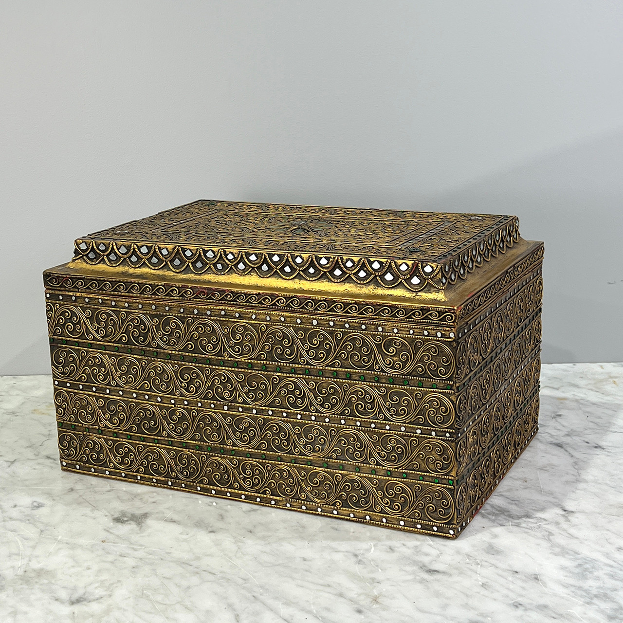Metal & Jeweled Lided Box #2