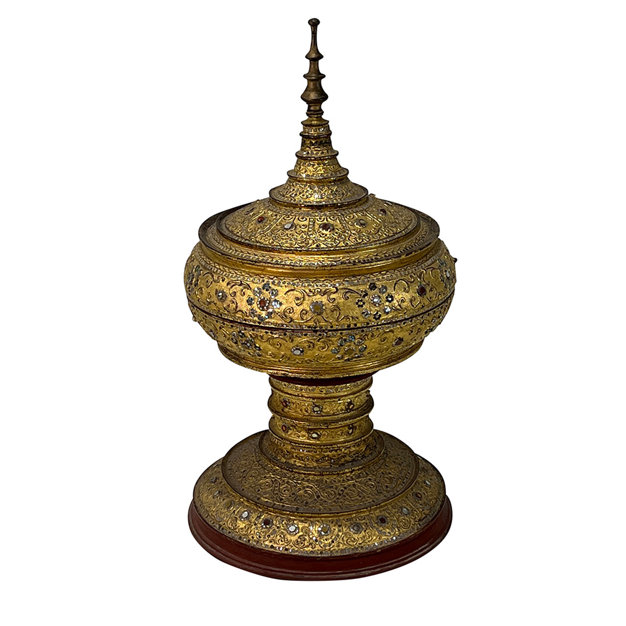Gilt & Jeweled Thai Offering Vessel - Large Scale