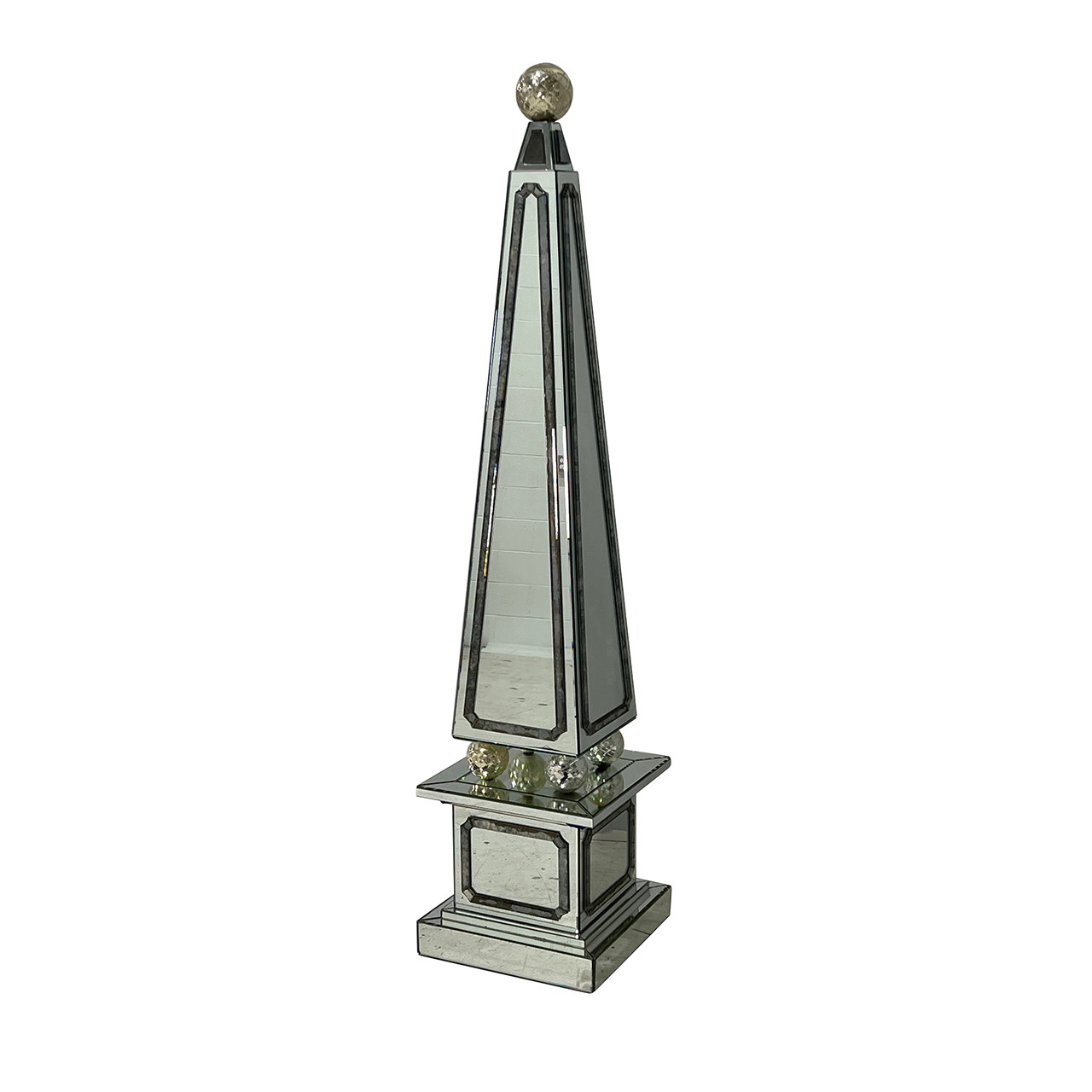 Depp Glass Neoclassical Style Mirrored Obelisk